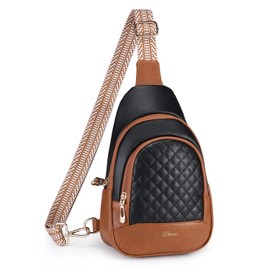 BIAVOI Crossbody Bags for Women Anti Theft Small Sling Handbag with Zipper Lock Vegan Leather RFID Blocking Chest Pure (black brown)