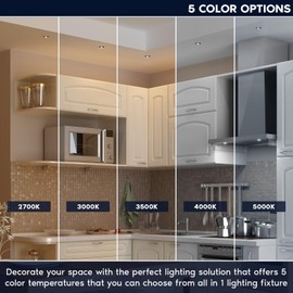 LUXRITE 2 Inch Gimbal LED Recessed Lighting with Junction Box, CRI90, 5W, 5 Color Selectable 2700K-5000K, Dimmable, 400 Lumens, Directional Ceiling Light, Damp Rated, IC Rated, ETL, Black