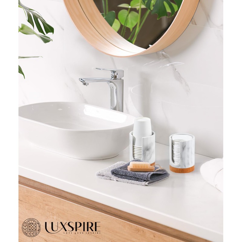 Luxspire Dixie Cup Dispenser, 5-7oz Bathroom Cup Dispenser, Marble Resin