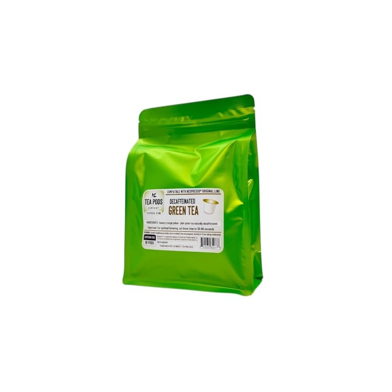 DECAF Green tea pods compatible with Nespresso OriginalLine, single-serve decaffeinated