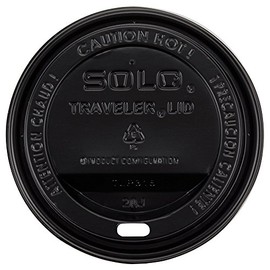 Dart Solo TLB316-0004 Traveler Black Dome Hot Cup Lid with Sip Hole 100/Pack