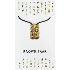 My Totem Tribe Bear Spirit Animal Tribal Bead Necklace Brown Bear Motherly Love Strength Symbolic Native American Gold Pendant