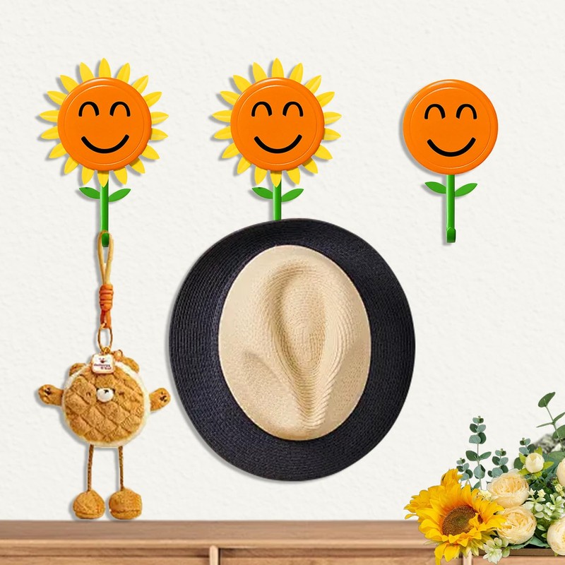 EleCharm Sunflower Wall Hook for Hanging 8.8Ib(Max), Retractable, 2-Pack