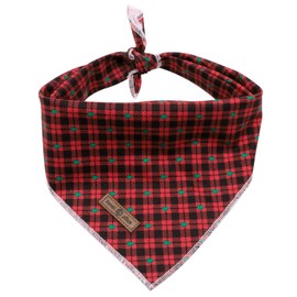 Lionet Paws Dog Bandana for Small Medium Large Dogs, Cat Dog Kerchief Dog Triangle Bibs Scarf for Girl or Boy Green&White Grid