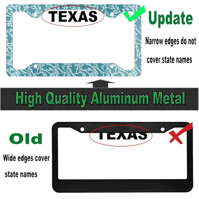 2Pcs Whale Shark Aluminum Alloy License Plate Holder License Plate
