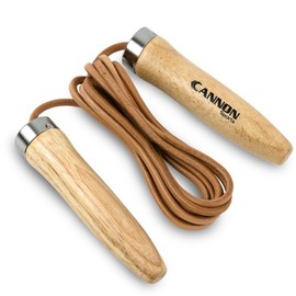 Cannon Sports Leather Jump Rope with Ball Bearing Wooden Handles for Fitness & Home Gym - Perfect for Cardio and Strength Training - Size: 8.5 Feet