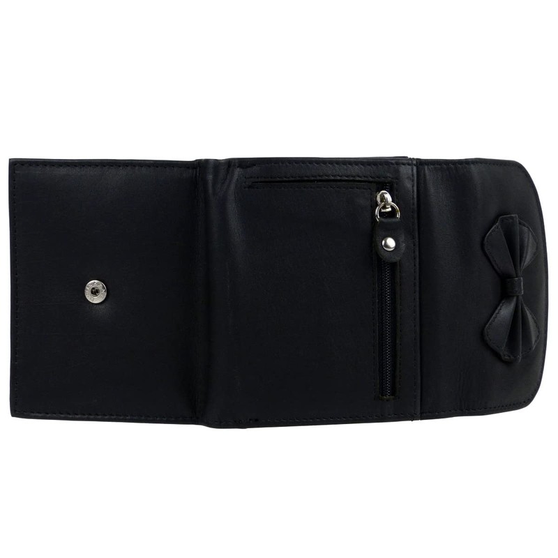 Gorjus Ladies Leather Wallet with Bow, black, Casual