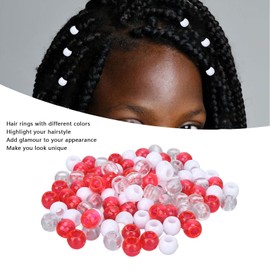 Jenngaoo Pack of 100 Hair Dreadlocks Beads, Hair Accessories, Hair Cuffs, Hair Braiding Beads for Hair, Beard Decoration, Accessories (Red + White + Transparent)