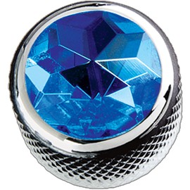 Q-Parts Dome Guitar Knob - BLUE CRYSTAL ON CHROME, KCD-0089