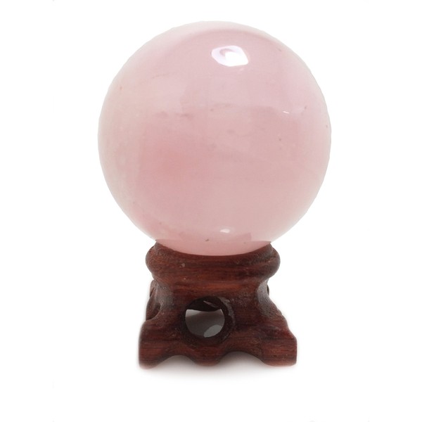 Polar Jade Rose Quartz Crystal Ball 40mm / 1.6 Inch Diameter, for Decoration, Healing, Meditation, Scrying Mirror Magic Ball, Feng Shui, Hand-Made