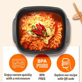 Seoul Ramen Hybrid Cooker | Microwave Ramen in 6 Minutes | Perfect for Korea Ramen, Small Kitchen, or Office | Dishwasher-Safe, Microwaveable, BPA-Free (6 Pack) (Orange)