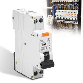 FI Circuit Breaker, FI/LS Switch 16A, 30mA Residual Current Circuit Breaker, 1P+N 6kA FI Switch with RCBO 16Amp Rated Current RCD Protected Circuit Breaker, 240V, Type A, DIN Rail Mounting, Curve C