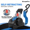 Retractable Ratchet Straps, 1763lb Break Strength Blue Self Retracting Ratchet
