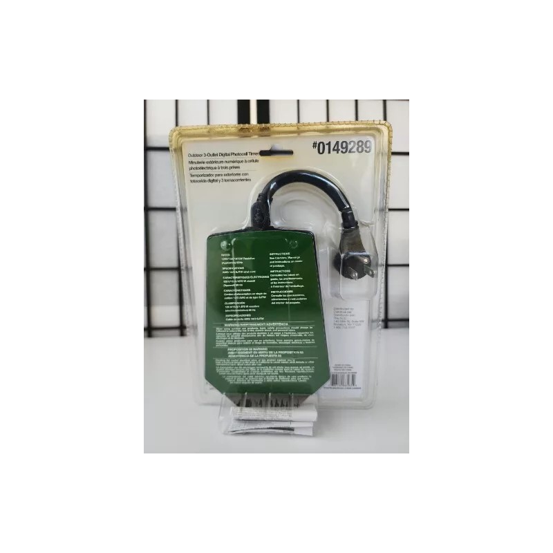 Utilitech #0149289 Outdoor 3 Outlet Digital Photocell Timer