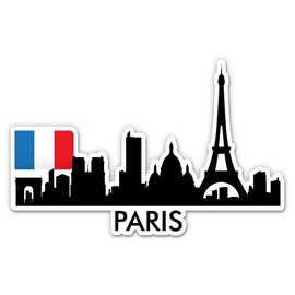 Squiddy Paris France City Skyline - Vinyl Sticker Decal for Phone, Laptop, Water Bottle (4" Wide)
