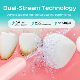 COSLUS C50 Portable Water Flosser for Teeth: 4 Modes & 5 Intensity Levels Professional Electric Dental Pick for Sensitive Gums, Braces & Orthodontic - Cordless for Travel Use, BPA-Free