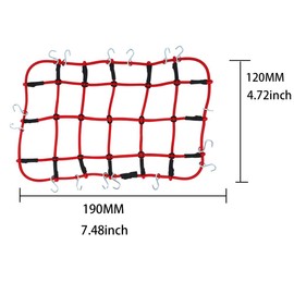 REhobby 1/10 RC Elastic Luggage Net 19x12cm with Hooks for 1:10th RC Crawler Rock Climbing Truck Car D90 TRX4 Roof Rack (red)