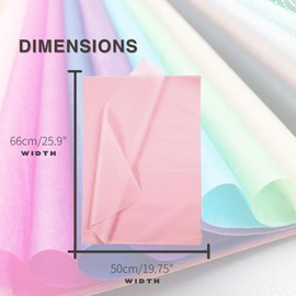 Pack of 15 Coloured Tissue Paper Sheets (50x66cm) - Vibrant Rainbow Assortment Including Cherry Red, Bubblegum Pink, Zesty Lime Green - Mega-Sized Canvas for DIY Decorations, Gift Wrap