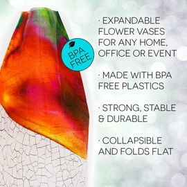 MODGY Expandable Flower Vase Plastic Decorative Modern Vases for Flowers Centerpieces Dining Table Decor Living Room Bathroom Wedding Office, Copaku