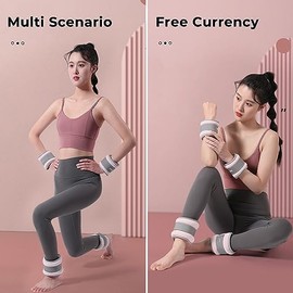 BUXFMHT Pesas para Tobillo Ajustables, 2 Pack Pesas de Tobillo Ajustables para Fitness, Tobilleras para Tobillo y muñeca, Ideal para Ejercicio, Caminar, Footing, Gimnasio