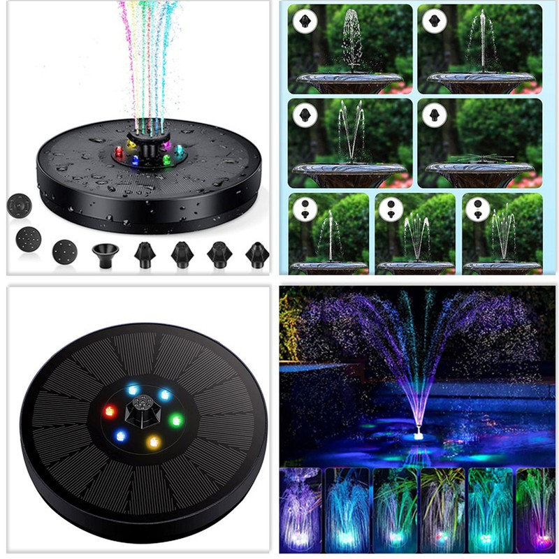 3W 7V Solar Lighted Fountain with Nozzle Floating Fountain Pump
