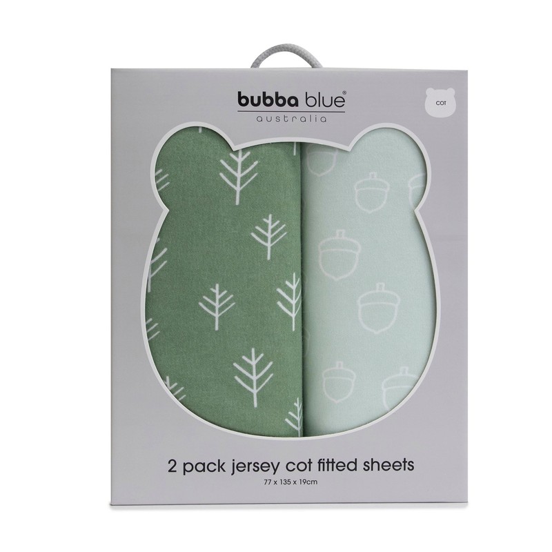 2 PK Cot Fitted Sheet Avocado/Forest