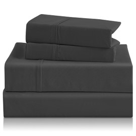 CozySmile Holtel Luxury Twin Size Sheet Set - 3 Piece Soft Microfiber Sheets for Twin Size Bed, 16" Deep Pocket Easy Care Wrinkle Free Cooling Bedding Sheet and Pillowcase Set, Dark Gray