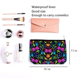 LONGXIN Mexican Fiesta Cosmetic Bag Small Makeup Bag Travel Toiletry Makeup Organizer Zipper Pouch Day of The Dead Dia De Los Muertos Cinco De Mayo Decorations