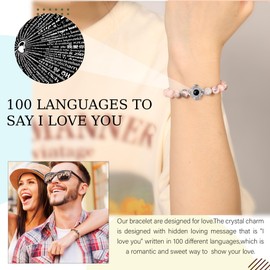 JSJOY Niece Gifts from Auntie Birthday Gifts for Teen Girls Women Frist Day Of School Bracelet Pink Beaded Jewelry for Her I Love You in 100 Languages Bracelet Christmas Stocking Stuffers