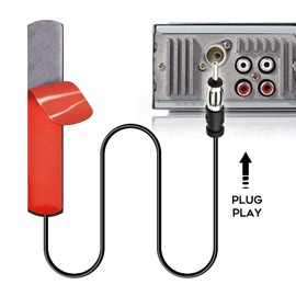 Eightwood Car Stereo FM Radio Antenna, Hidden Windshield Antenna, DIN Plug Adhesive Patch Antennae + DIN Female to ISO Adapter for Vehicle Car Truck Stereo Receiver Head Unit FM HD Radio