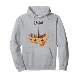 Dubai UAE Burj Khalifa Camel Souvenir Poster Art Pullover Hoodie