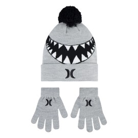 Hurley kid's One and Only Beanie and Glove Set, Dark Grey Heather, 8-20