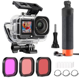 FitStill DJI Action 6 - Kit completo da immersione per DJI OSMO Action 6, custodia impermeabile da 60 m, 3 filtri e manico galleggiante, per snorkeling, surf, immersioni, accessori protettivi DJI