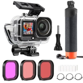 FitStill DJI Action 6 - Kit completo da immersione per DJI OSMO Action 6, custodia impermeabile da 60 m, 3 filtri e manico galleggiante, per snorkeling, surf, immersioni, accessori protettivi DJI
