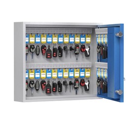 WeHere 40 Key Box Wall Mount, Metal Locking Key Cabinet Organizer with Key Tags Key Safe Security Storage Lockbox Holder for Valets, Hotels, Car and House Keys, Key Keeper Box