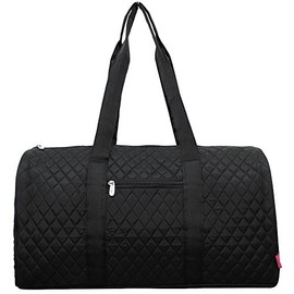 Quilted Weekend Travel Overnight 20" Large Duffle Bag 3 (Solid LM Black)