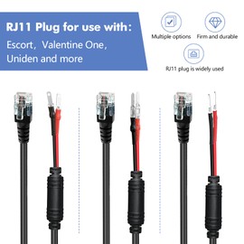 SDSACZMU Radar Detector Hardwire Power Cord, Rearview Mirror Plug Cable, with Inline Fuse Holder,Suitable for Escort Beltronics Valentine One Cobra Whistler Radar Detector,3-Piece Set,17.7'' (RJ11)