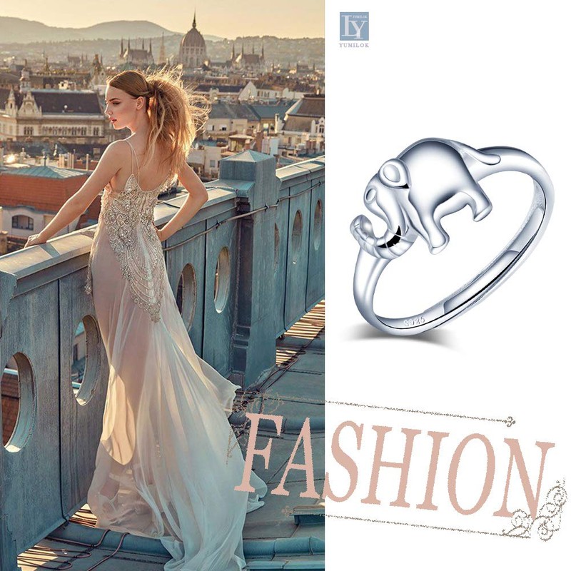 Yumilok Women's Ring Adjustable Anniversary Elephant Lucky Ring Jewellery Partner