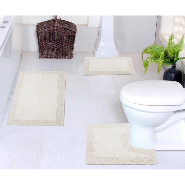 Home Weavers Luxury Collection 100% Cotton Reversible Bathroom Rugs Set,