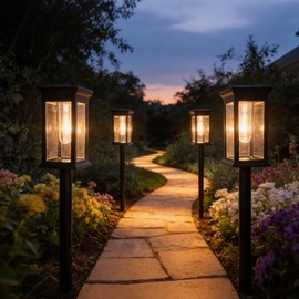 Shruy Bright Solar Pathway Lights Outdoor, 8 Pack Upgraded Solar Powered Garden Lights Waterproof, Up to 15 Hours Outdoor Solar Lights for Yard Landscape Lighting Path Walkway Driveway Sidewalk