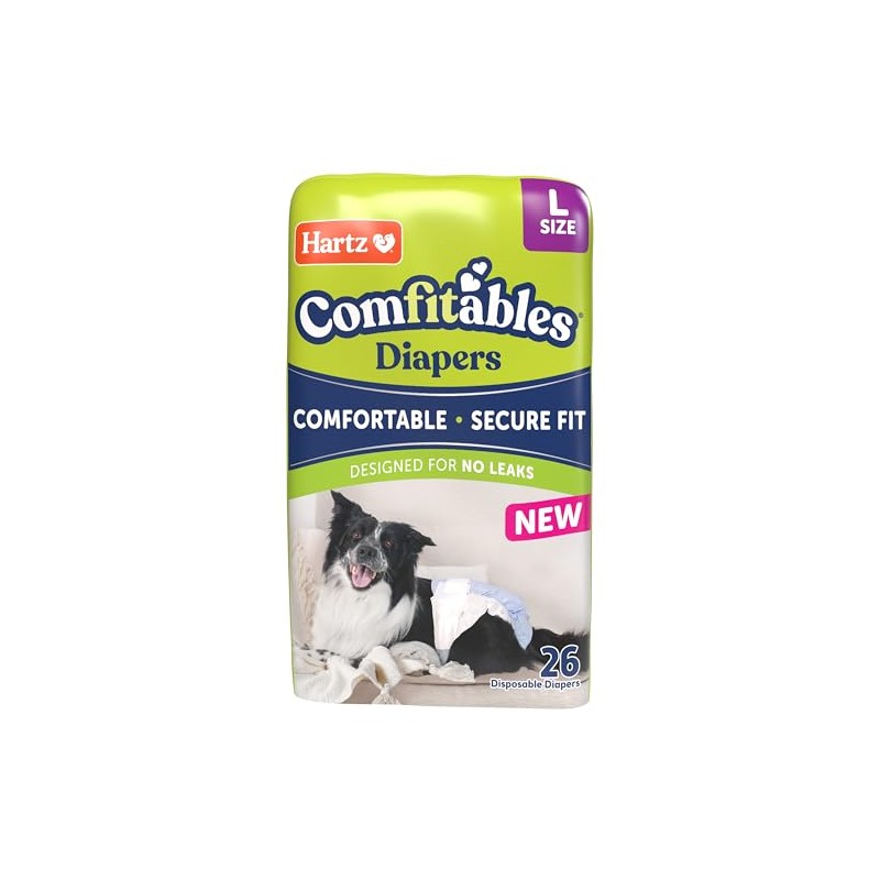 Hartz Comfitables Disposable Dog Diapers, Size Large 26 Count, Comfortable