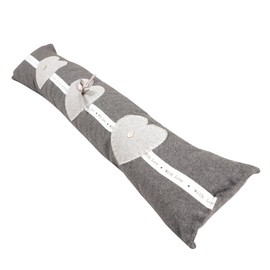 Embroidered Grey Heart Door Draught Excluder Stopper Cushion