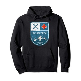 Ski Patrol Retro Vintage Distressed Skiing Design Pullover Hoodie