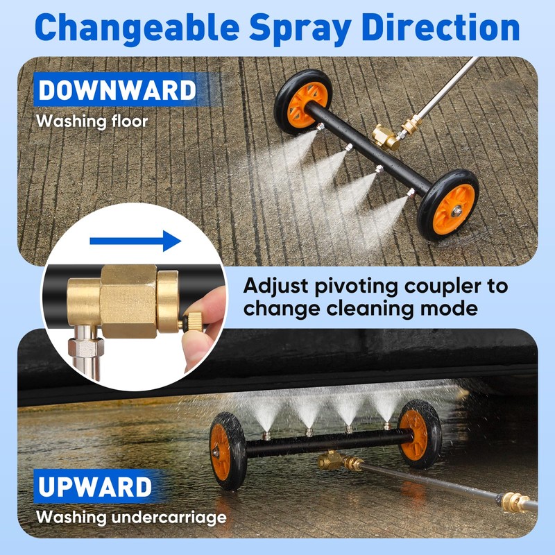 2-in-1 16' Undercarriage Pressure Washer Water Broom, 4000PSI Under Car