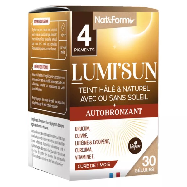 Nat & Form Lumi'Sun Self Tanning Capsules, box of 30