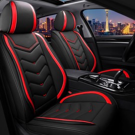 Car Seat Covers for Jeep Grand Cherokee 2000-2024, Stylish Sport Seat Covers, Premium Nappa Leather Car Seat Cover. Automobile Seat Covers Sets.(Standard 2 Seats/Black Red)