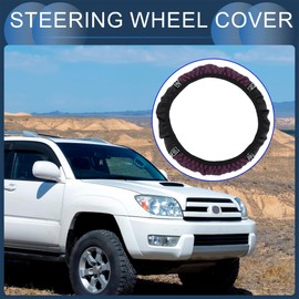 INFINAUTO Steering Wheel Cover, 14.6"-15" Car Faux Crystal Steering Wheel Cover Faux Leather Purple, 1 Pc