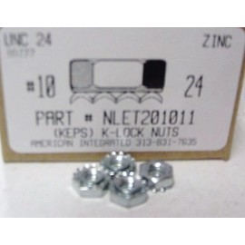 AMERICANINTEGRATEDSUPPLY.COM #10-24 HEX K-LOCK NUTS WITH EXTERNAL TOOTH WASHER ATTACHED STEEL ZINC PLATED(50)