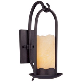 Hanging Onyx Rustic Vintage Wall Light Sconce Espresso Bronze Hardwired 6 1/2" Wide Fixture Faux Candle Stone Shade for Bedroom Bathroom Vanity Reading Living Room Hallway - Franklin Iron Works
