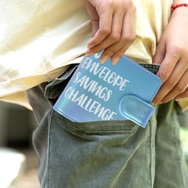 Mini Money Challenge Binder - 2026 New Year Gift Save $465 / $1000 in 1 Month with 30 Cash Envelopes & Budget Tracker, PU Leather Beginner Budgeting Kit Portable Cash Saving Book